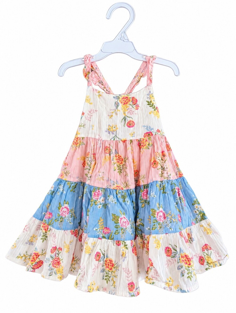 Catherine Malandrino Girls 4T Floral Tiered Spring Dress in Pink & Blue